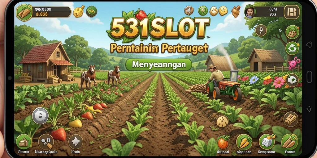 Screenshot gameplay 531SLOT yang menampilkan pertanian yang indah dan interaktif.