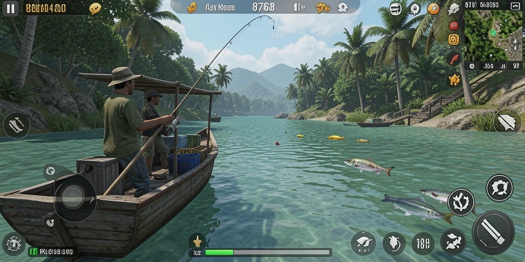 Tampilan gameplay menawan dari pengalaman memancing 8768.