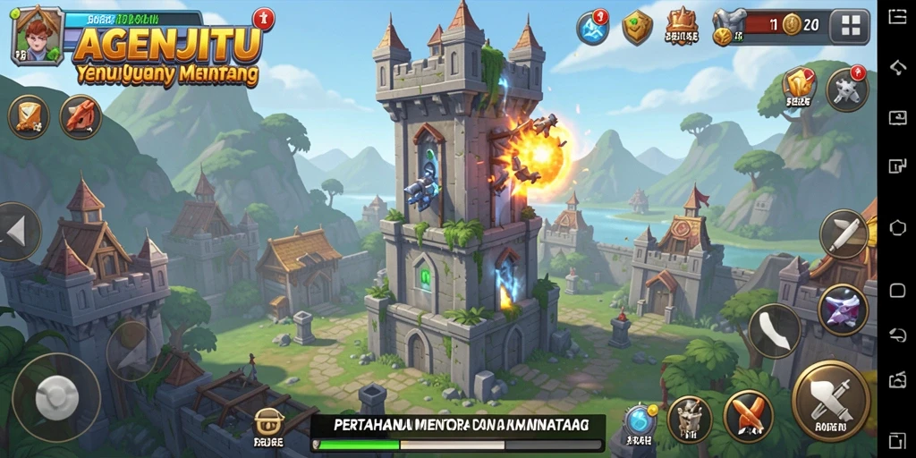 Gameplay AGENJITU yang penuh tantangan dan strategi Tower Defense.