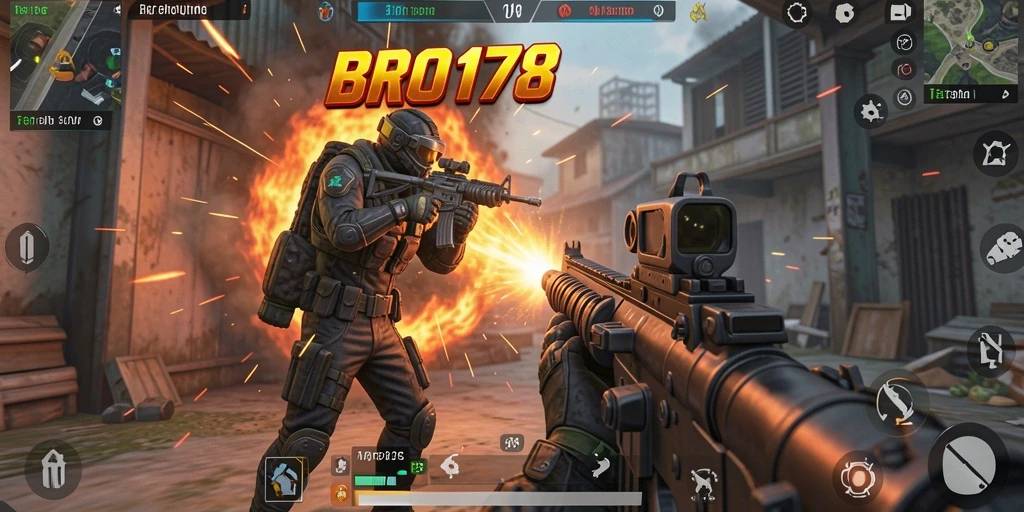 Gameplay mendebarkan BRO178 dengan aksi tembak-menembak intense.