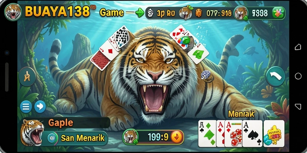 Tampilan gameplay seru dalam game Gaple BUAYA138.
