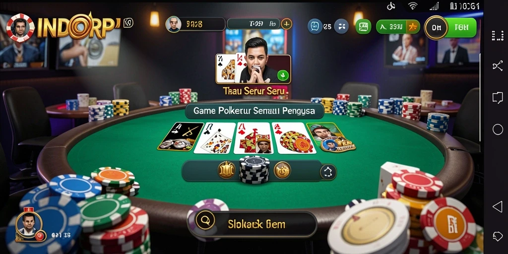 Tampilan gameplay menarik dengan pemain Poker yang kompetitif.