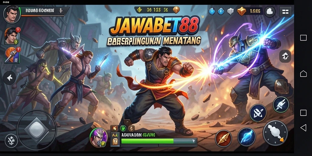 Screenshot JAWABET88 menampilkan pertarungan seru dengan karakter beraksi.