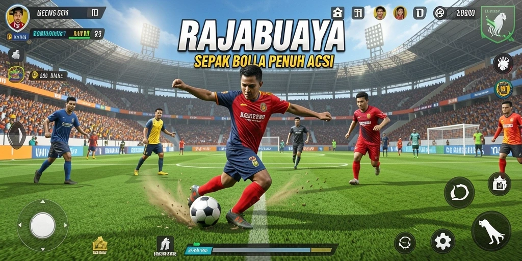 Tampilan gameplay mendebarkan dari RAJABUAYA yang menunjukkan aksi di lapangan.
