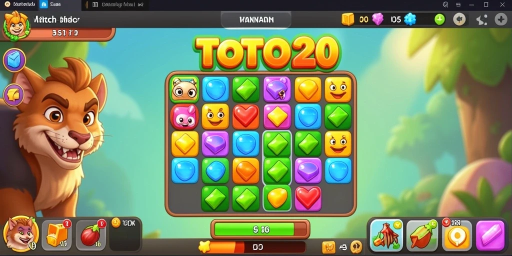 Tampilan gameplay seru TOTO20 dalam mencocokkan batu permata.